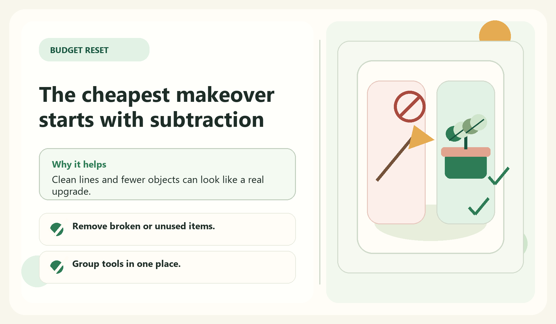 The cheapest makeover starts with subtraction visual guide for Clean And Edit Before Buying
