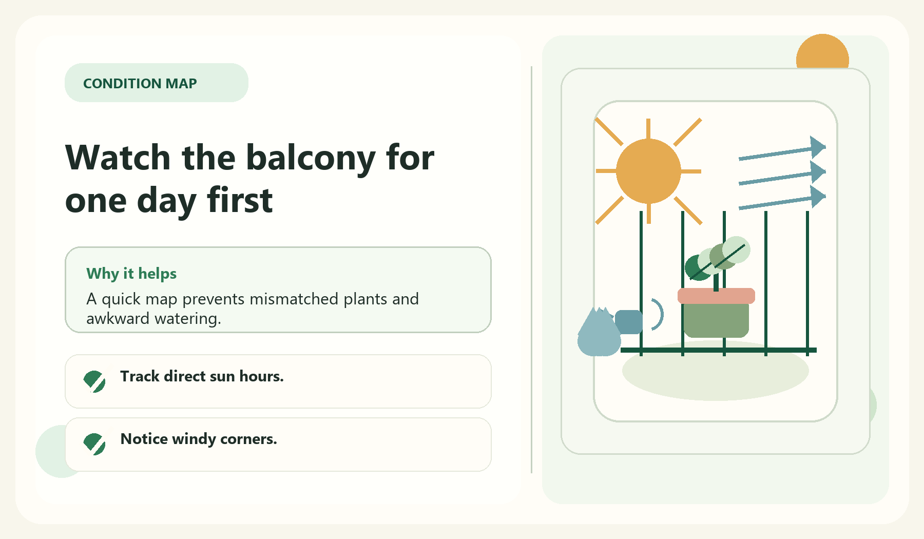 Watch the balcony for one day first visual guide for Map Sun, Wind, And Water