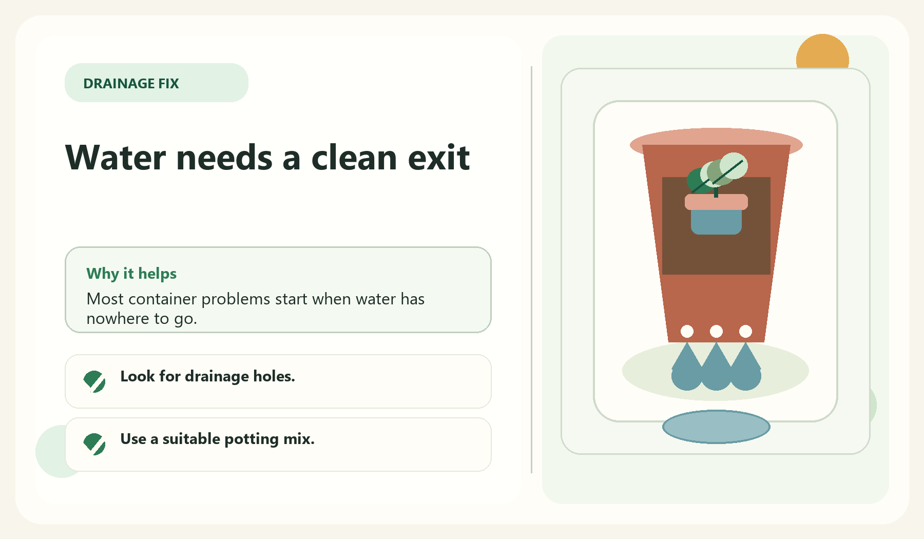 Water needs a clean exit visual guide for Mistake 2: Ignoring Drainage
