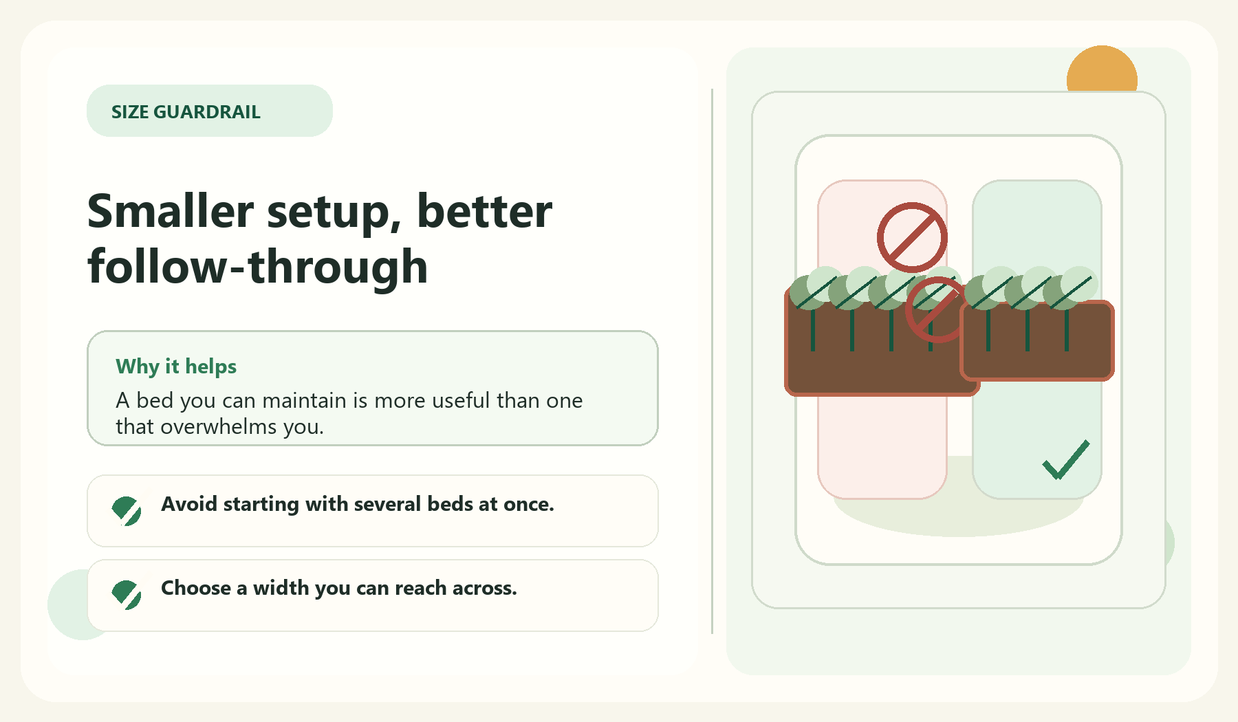 Smaller setup, better follow-through visual guide for Start With A Manageable Size