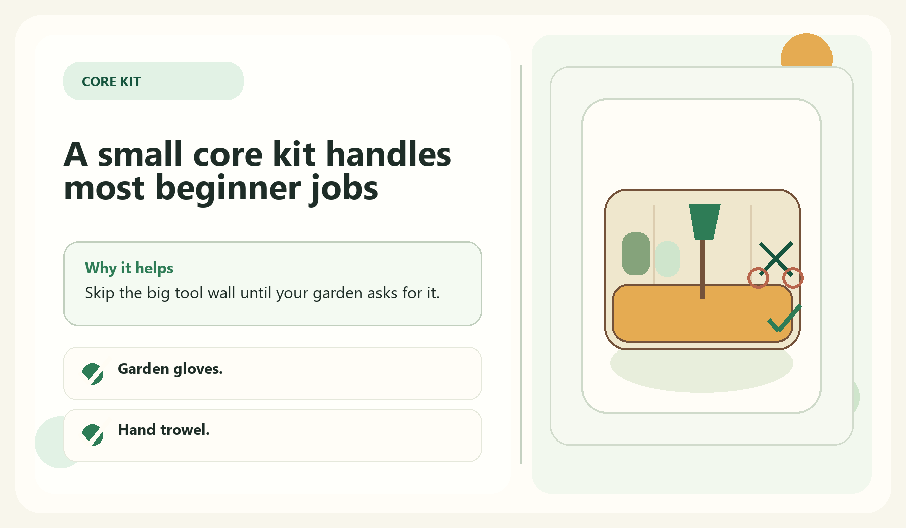 A small core kit handles most beginner jobs visual guide for The Core Beginner Tools