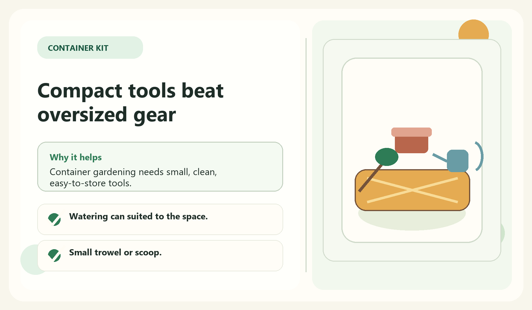 Compact tools beat oversized gear visual guide for Tools Container Gardeners Need