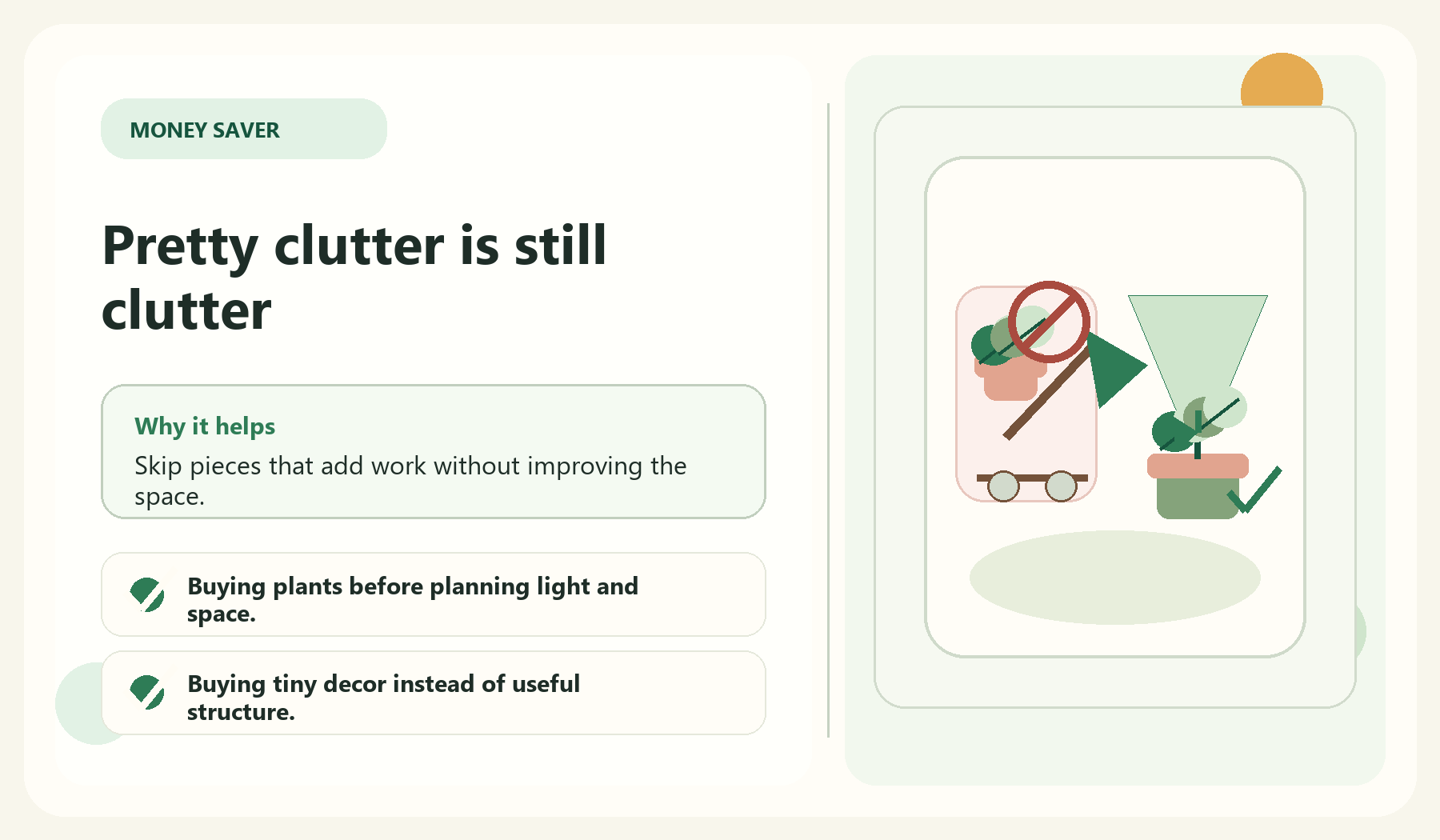 Pretty clutter is still clutter visual guide for Avoid Budget Traps