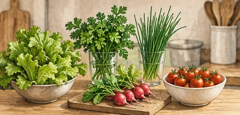Kitchen vegetables and herbs guiding a practical crop choice